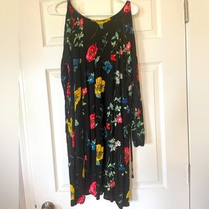 Shoulderless black Old Navy dress with roses